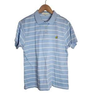 Magnolia Lane Master's Golf Polo Women's Large Short Sleeve‎ Striped Blue White